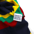 Polo by Ralph Lauren 90s Multi-border Polo Shirt L Navy Rasta Color Pique Small Pony Embroidery