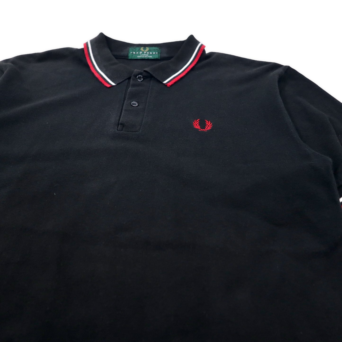 FRED PERRY ポロシャツ L ブラック コットン ワンポイントロゴ