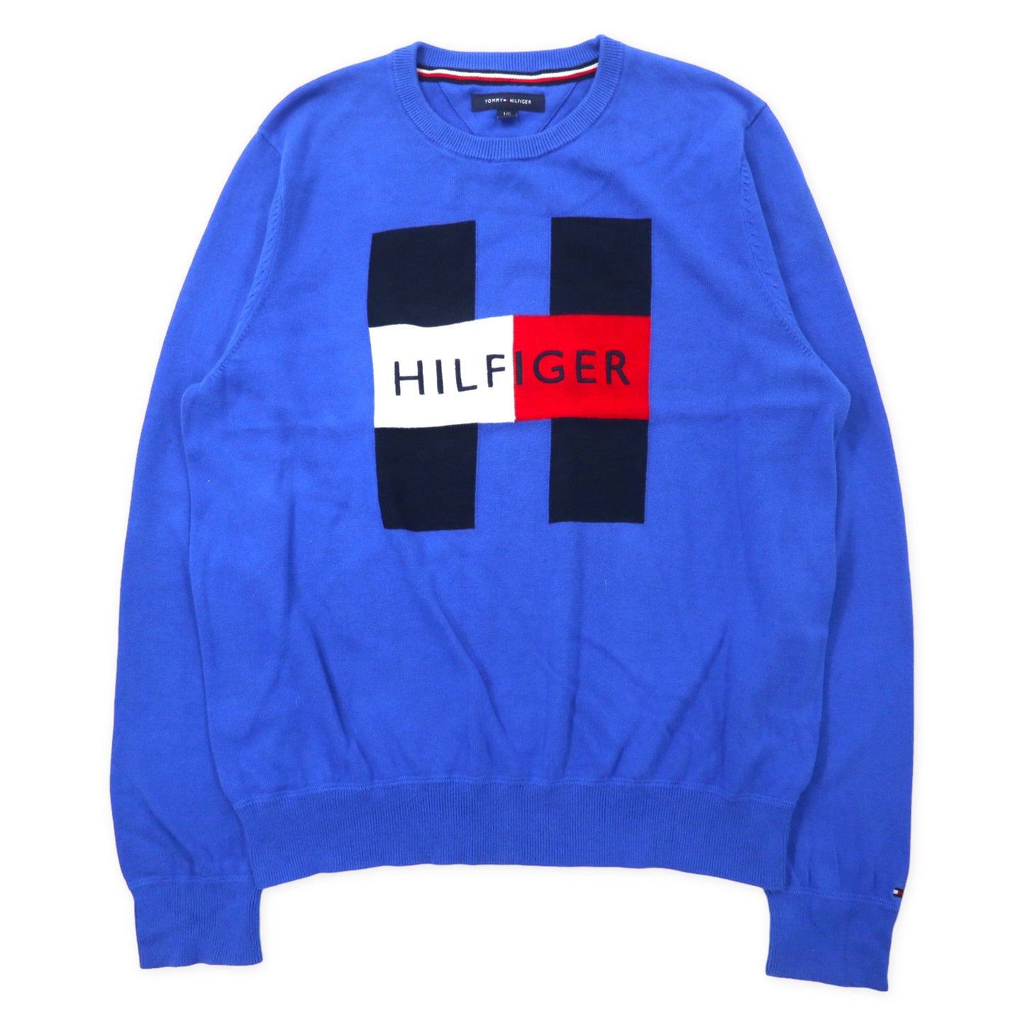 TOMMY HILFIGER ロゴモチーフ ニット セーター L ブルー コットン