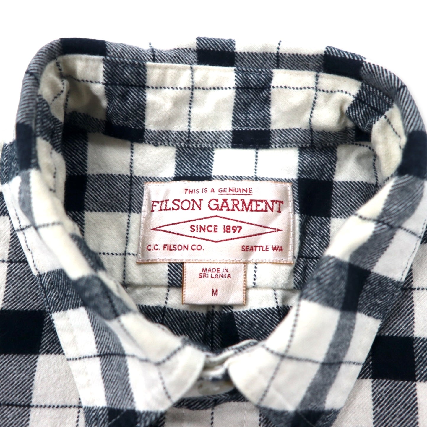 FILSON GARMENT フランネルシャツ M ホワイト チェック コットン スリランカ製