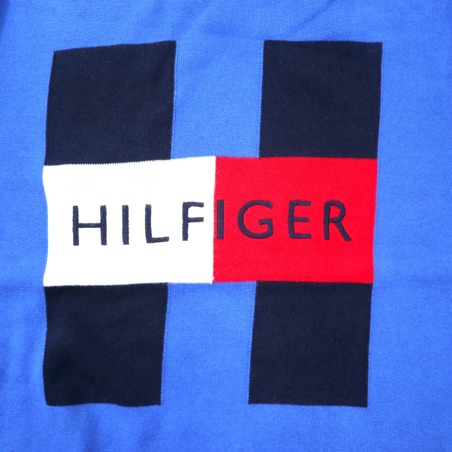 TOMMY HILFIGER ロゴモチーフ ニット セーター L ブルー コットン