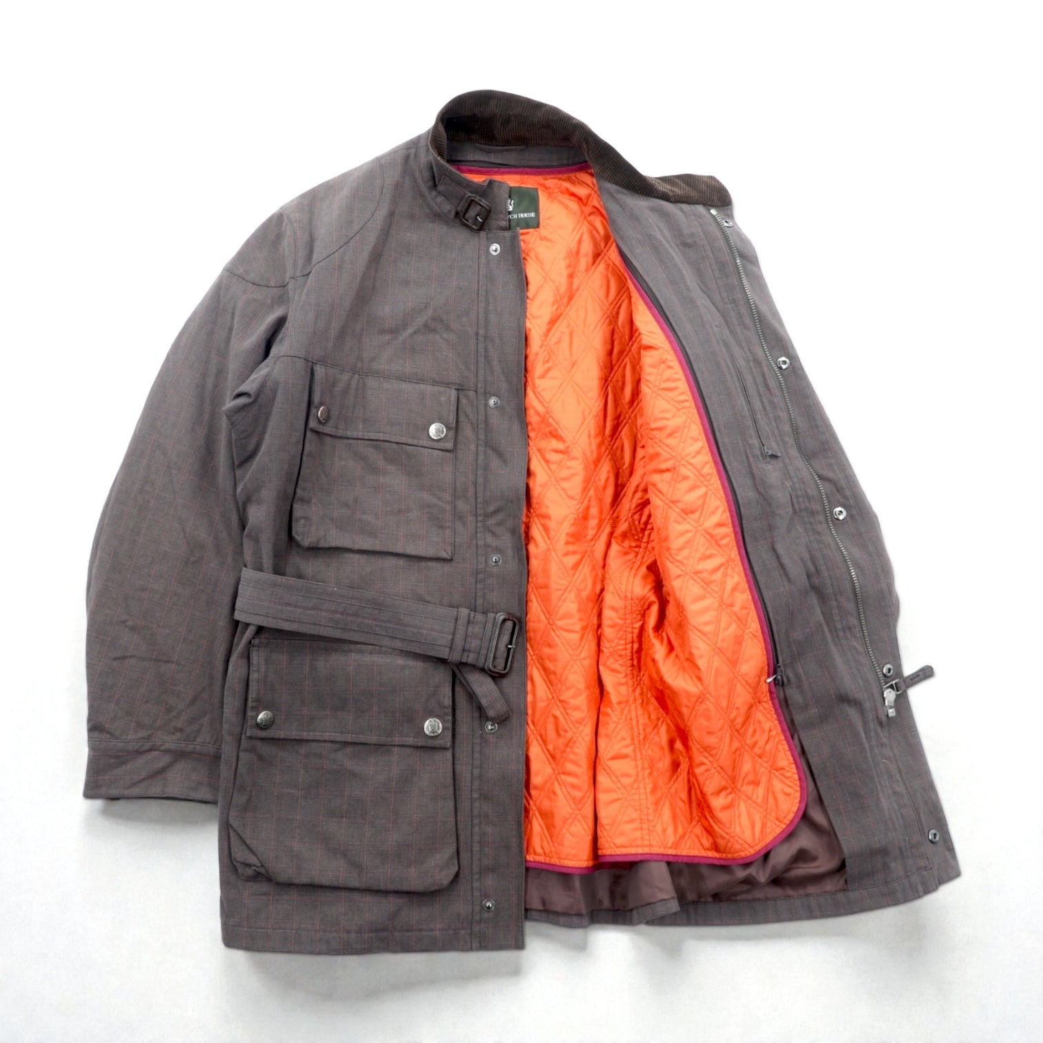 THE SCOTCH HOUSE 中綿 サファリジャケット XL ベルト付き ライナー着脱 スタンドカラー 4ポケット