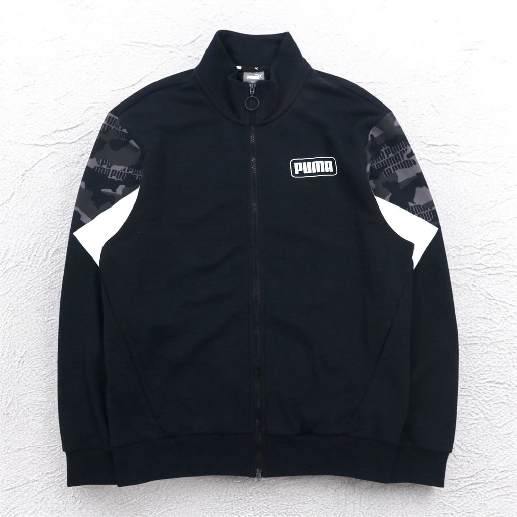 PUMA Track Jacket Jersey L Black Cotton Rebel Camo Full-Zip 587058-01