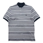 BURBERRY LONDON Striped Polo Shirt L Grey Cotton Logo Embroidery BBV98-508-09 Made in Japan