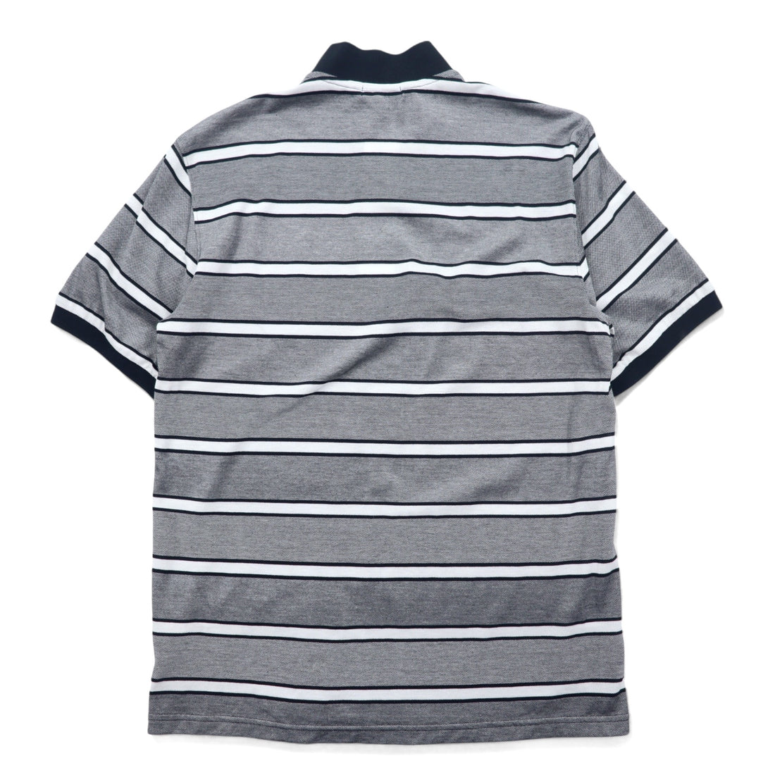 BURBERRY LONDON Striped Polo Shirt L Grey Cotton Logo Embroidery BBV98-508-09 Made in Japan