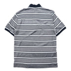 BURBERRY LONDON Striped Polo Shirt L Grey Cotton Logo Embroidery BBV98-508-09 Made in Japan