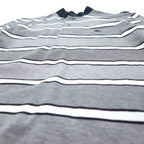 BURBERRY LONDON Striped Polo Shirt L Grey Cotton Logo Embroidery BBV98-508-09 Made in Japan