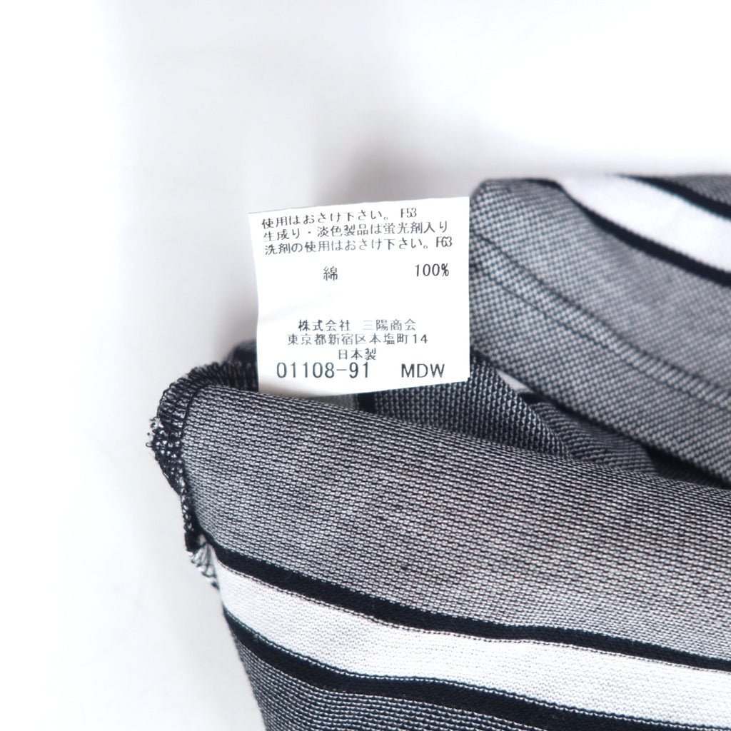 BURBERRY LONDON Striped Polo Shirt L Grey Cotton Logo Embroidery BBV98-508-09 Made in Japan