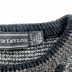 90s USA Vintage Jacquard Knit DAVID TAYLOR 総柄 ジャガード ニット セーター XL グレー 90年代 USA製