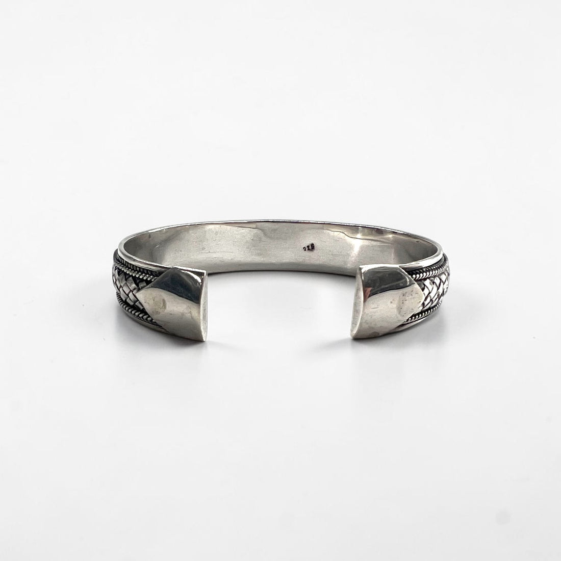 Vintage Sterling Silver Bracelet バングル カフ ブレスレット シルバー 編み込み イントレチャート メッシュ