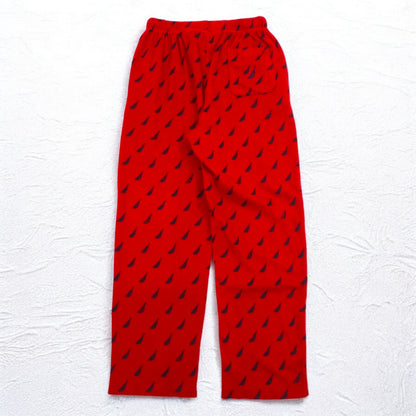 NAUTICA パジャマパンツ イージーパンツ M レッド マイクロフリース 総柄 SLEEPWEAR