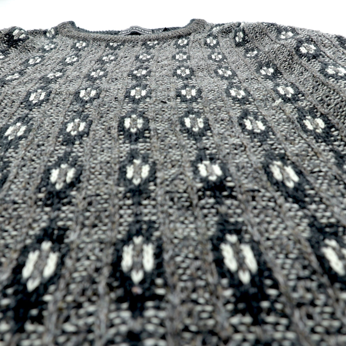 90s USA Vintage Jacquard Knit DAVID TAYLOR 総柄 ジャガード ニット セーター XL グレー 90年代 USA製