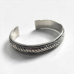 Vintage Sterling Silver Bracelet バングル カフ ブレスレット シルバー 編み込み イントレチャート メッシュ
