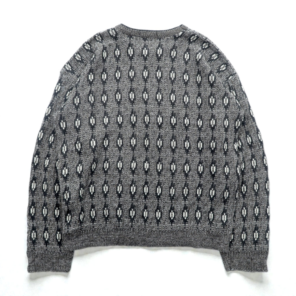 90s USA Vintage Jacquard Knit DAVID TAYLOR 総柄 ジャガード ニット セーター XL グレー 90年代 USA製