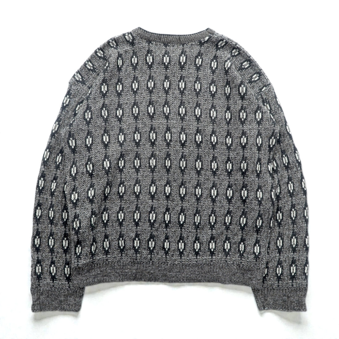 90s USA Vintage Jacquard Knit DAVID TAYLOR 総柄 ジャガード ニット セーター XL グレー 90年代 USA製