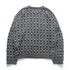 90s USA Vintage Jacquard Knit DAVID TAYLOR 総柄 ジャガード ニット セーター XL グレー 90年代 USA製