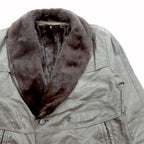 90s Vintage ダブルブレスト ギャングコート ラムレザージャケット  XL ライナー ファー着脱式