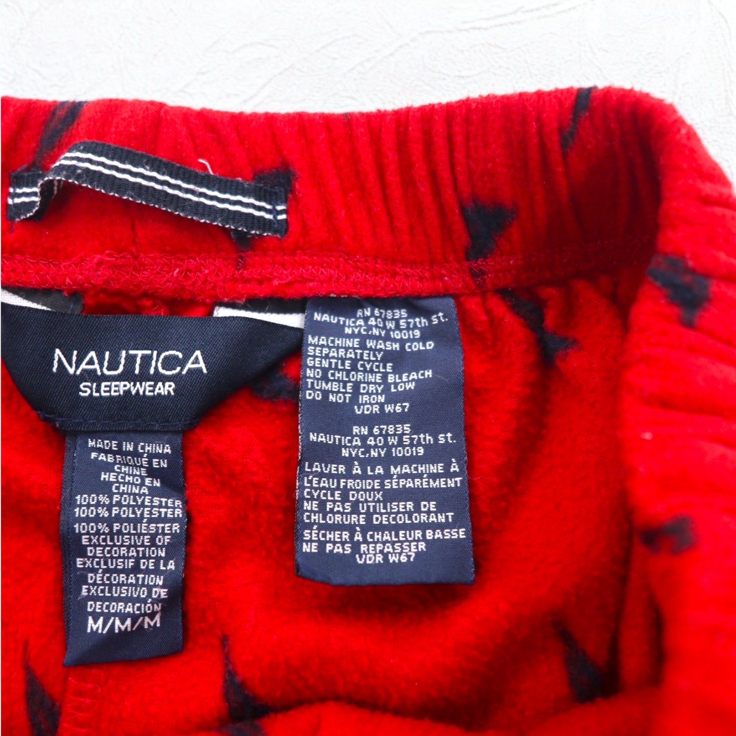 NAUTICA Pajama Pants Easy Pants M Red Micro Fleece All-over Pattern SLEEPWEAR