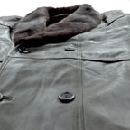 90s Vintage ダブルブレスト ギャングコート ラムレザージャケット  XL ライナー ファー着脱式