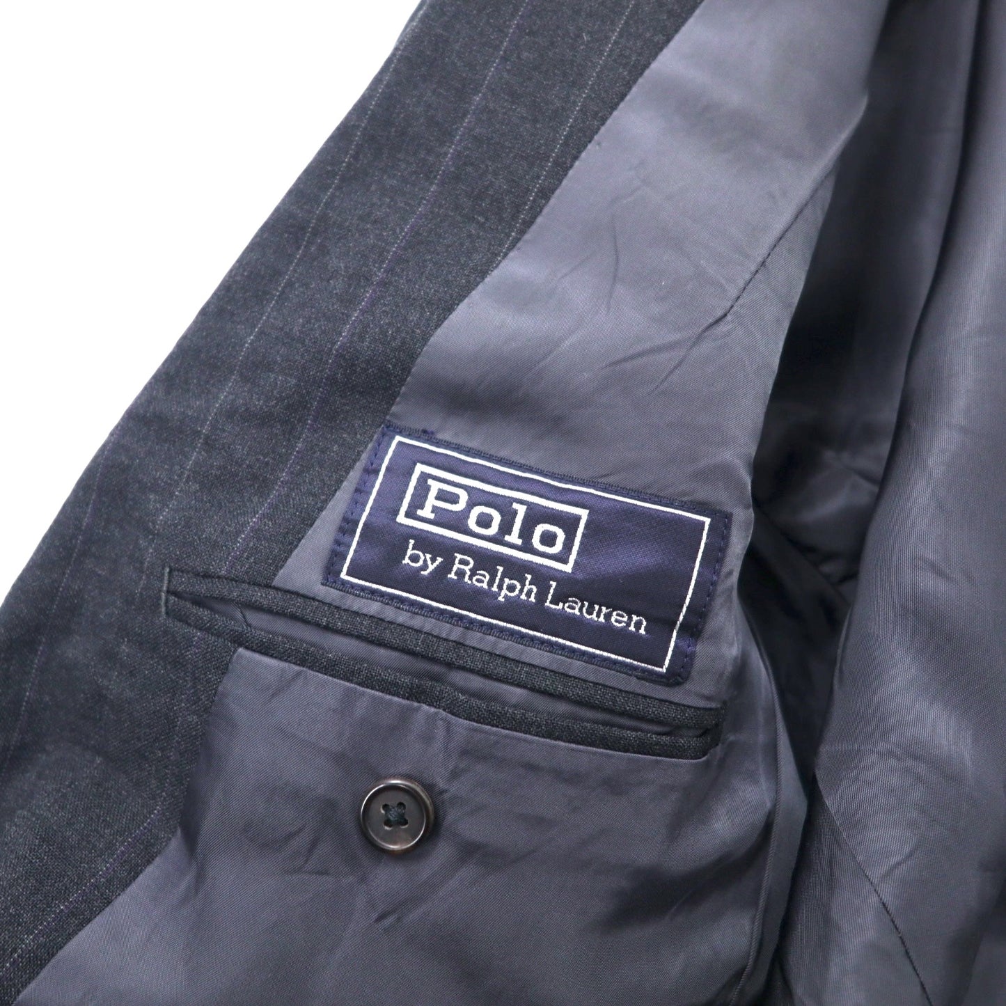 Polo by Ralph Lauren 2B スーツ セットアップ 175 グレー ストライプ ウール サスペンダーボタン 日本製