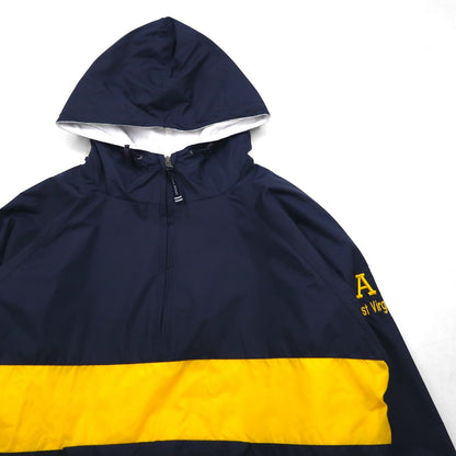 90s USA Vintage Charles River Anorak Parka, Half-Zip Nylon Jacket, Size L, Navy, Ideal Zip