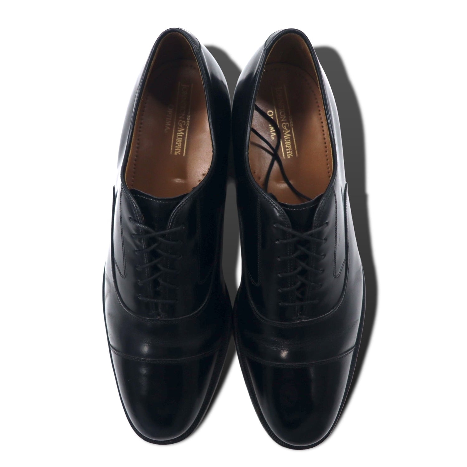 JOHNSTON & MURPHY USA Made OPTIMA straight tip Dress Shoes US10.5 Black  Leather Calfskin Melton Cap Toe Black Calfskin 22-2981 – 日本然リトテ