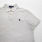 POLO RALPH LAUREN CLASSIC FIT Polo Shirt M White Pique Small Pony Embroidery