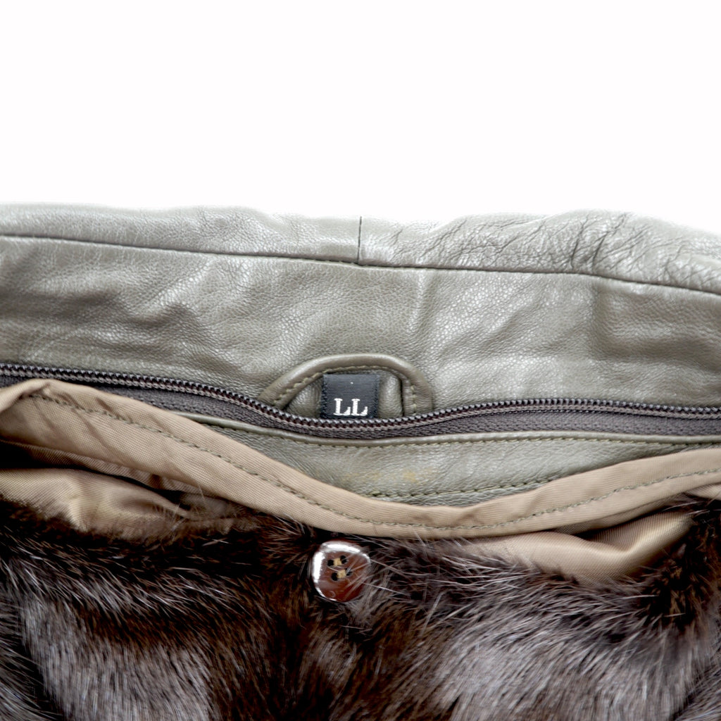 90s Vintage ダブルブレスト ギャングコート ラムレザージャケット  XL ライナー ファー着脱式