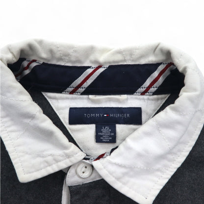 TOMMY HILFIGER 90年代 ラガーシャツ L グレー ネイビー コットン ロゴワッペン