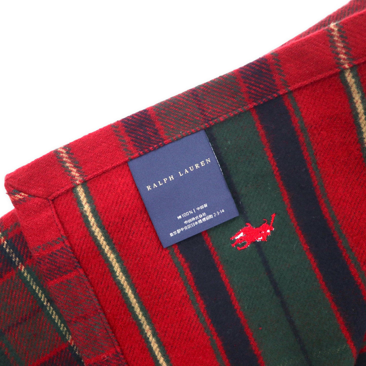 RALPH LAUREN Cambridge Half Cotton Blanket Knee Red CHECKED Small