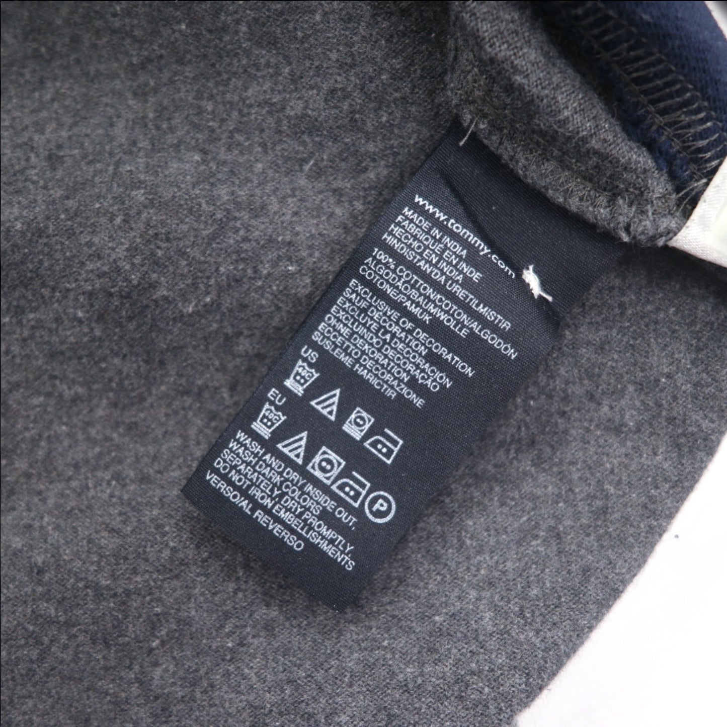 TOMMY HILFIGER 90年代 ラガーシャツ L グレー ネイビー コットン ロゴワッペン