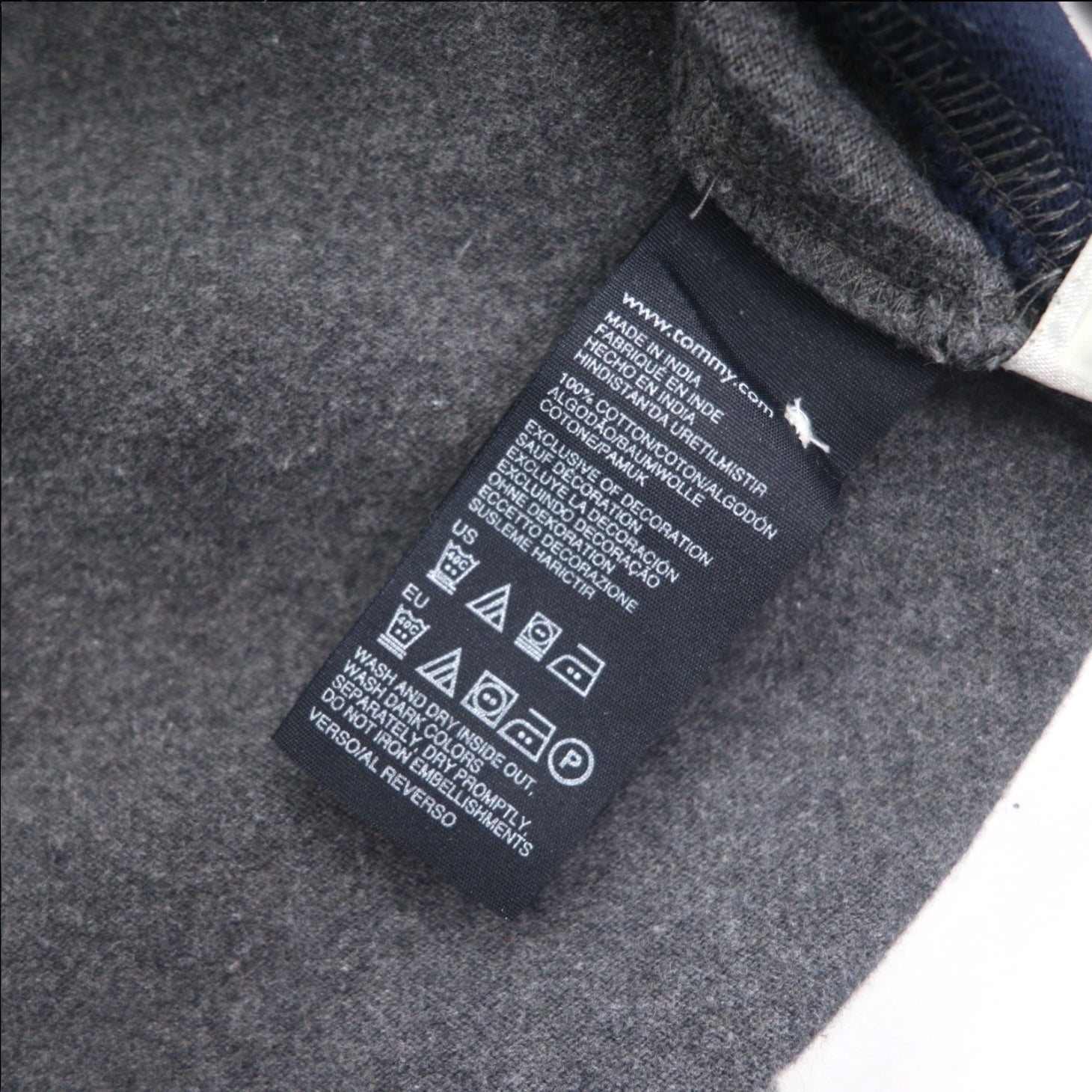 TOMMY HILFIGER 90年代 ラガーシャツ L グレー ネイビー コットン ロゴワッペン