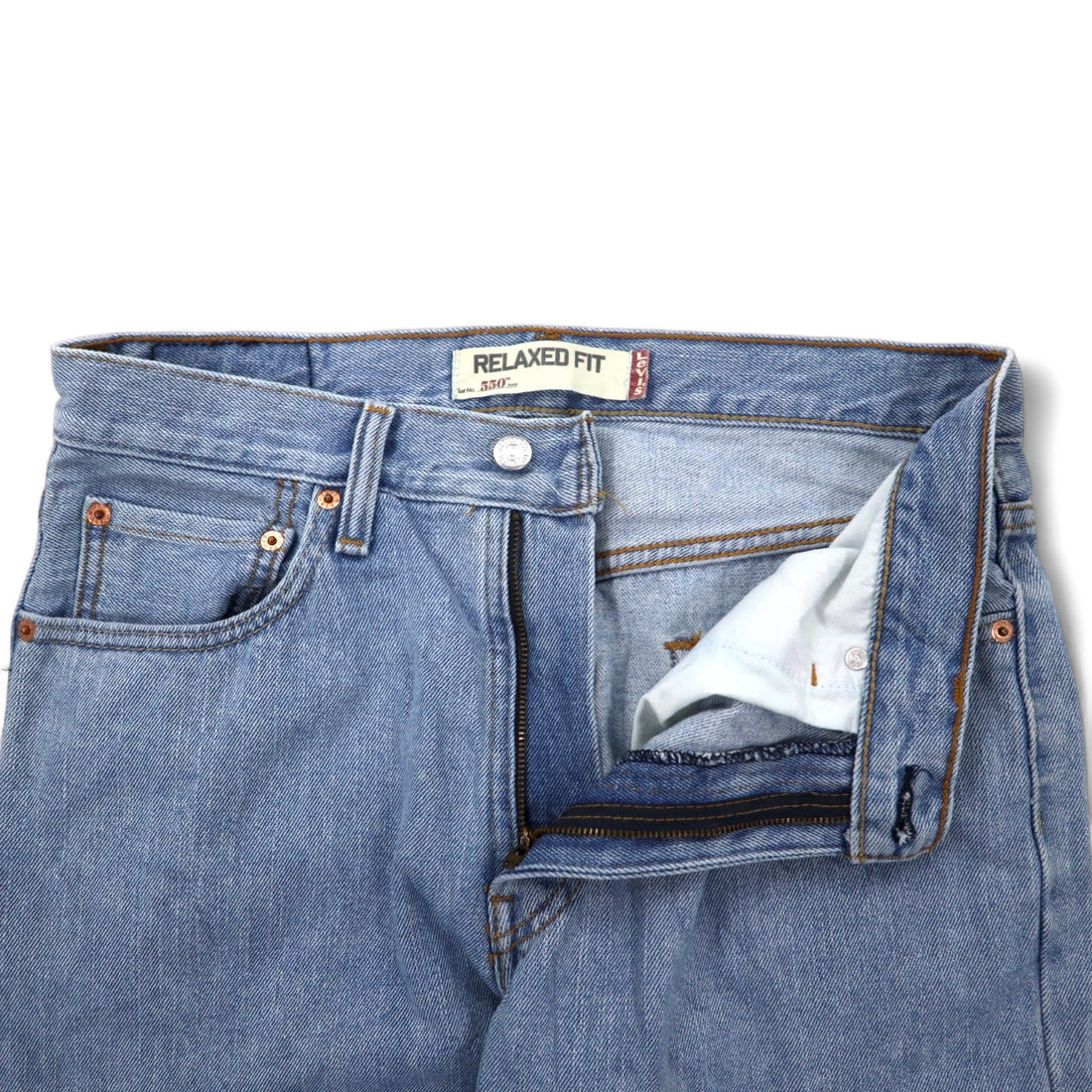 Levi's 00s 550 Relaxed Fit Tapered Denim Pants Size 32 Blue Ice Wash Cotton Zipper Fly USA Line 550-4834 Made in Lesotho