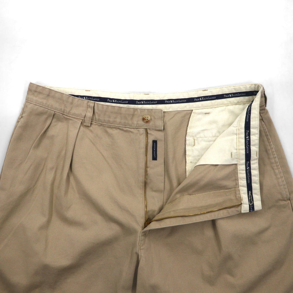 POLO RALPH LAUREN 90年代 ポロチノ 2タック ショートパンツ XL ベージュ メキシコ製