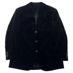日本然リトテ-古着オンライン-BURBERRY ベロア 3B テーラードジャケット 165 ブラック ストライプ コットン 日本製-Burberry Velour 3b Tailored Jacket 165 Black Striped Japan MADE
