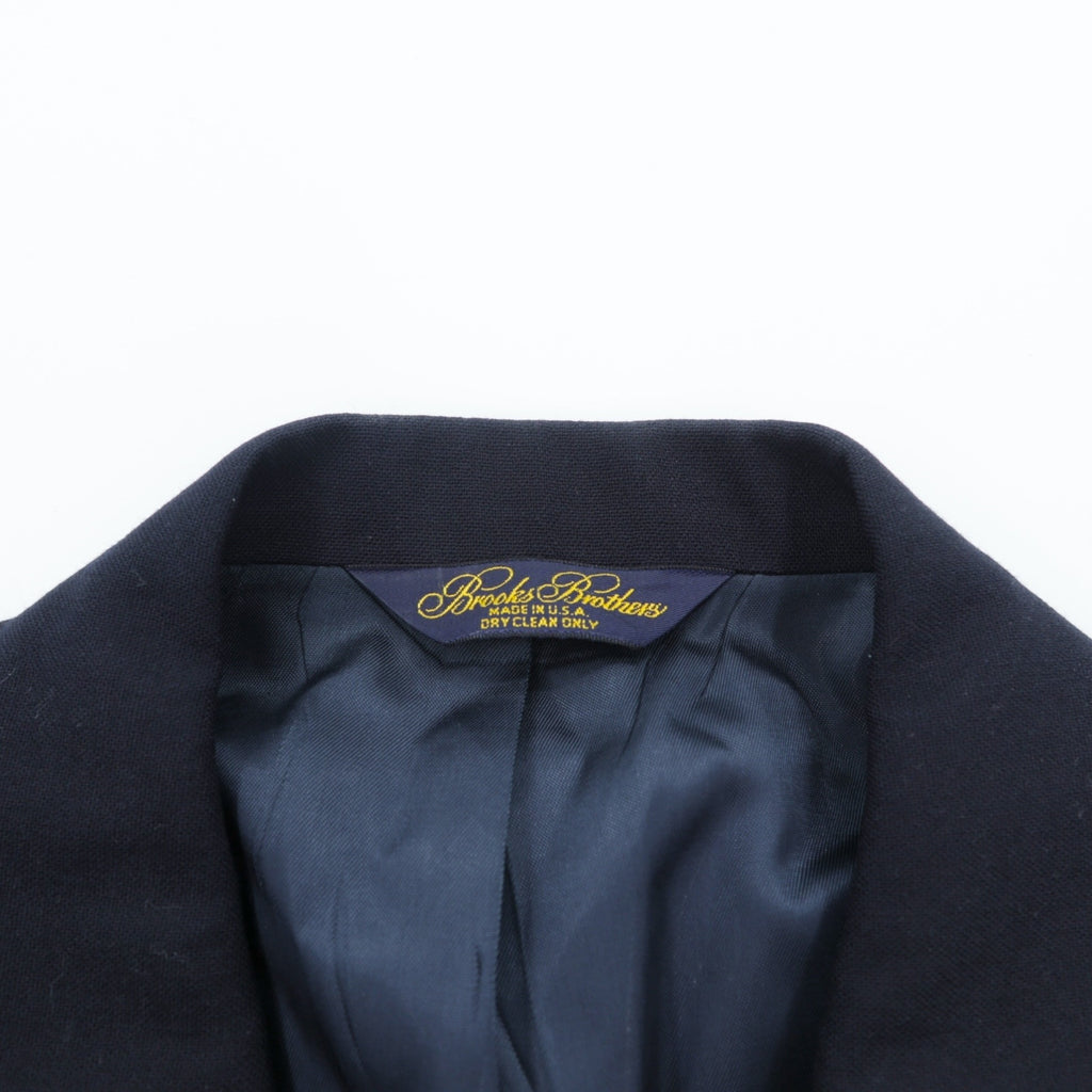 Brooks Brothers 80s Made in USA Double-Breasted Tailored Jacket, Size M, Navy, Gabardine Wool, Gold Buttons