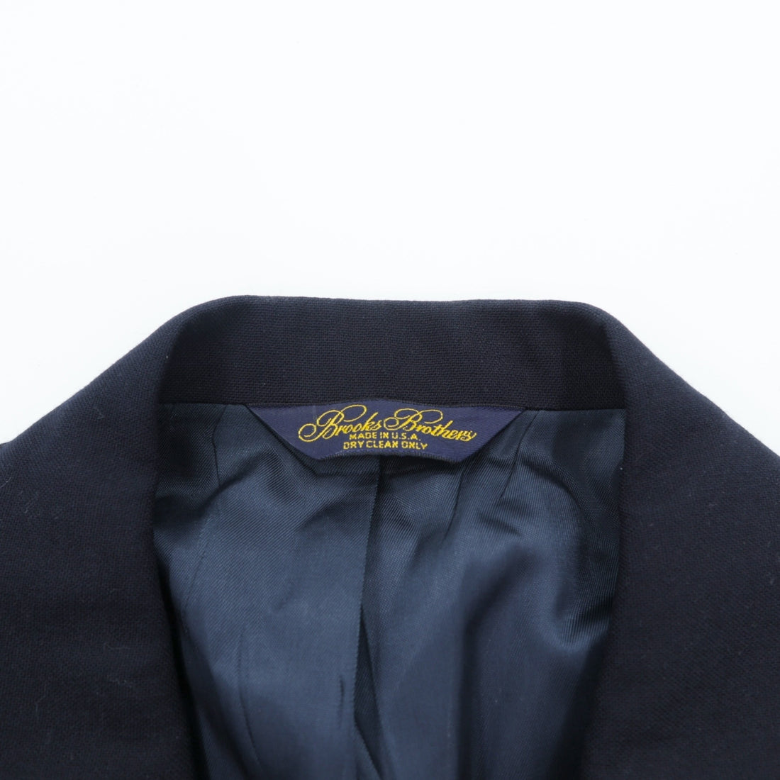 Brooks Brothers 80s Made in USA Double-Breasted Tailored Jacket, Size M, Navy, Gabardine Wool, Gold Buttons