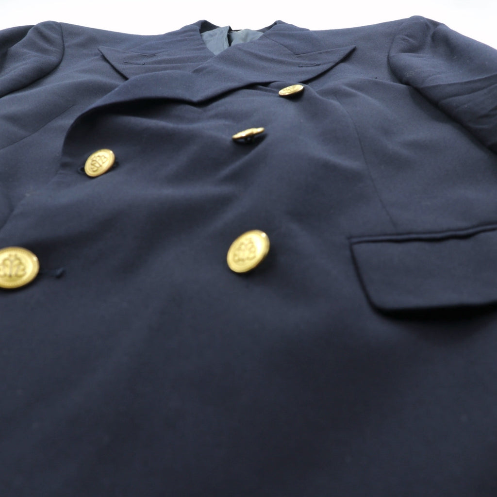 Brooks Brothers 80s Made in USA Double-Breasted Tailored Jacket, Size M, Navy, Gabardine Wool, Gold Buttons