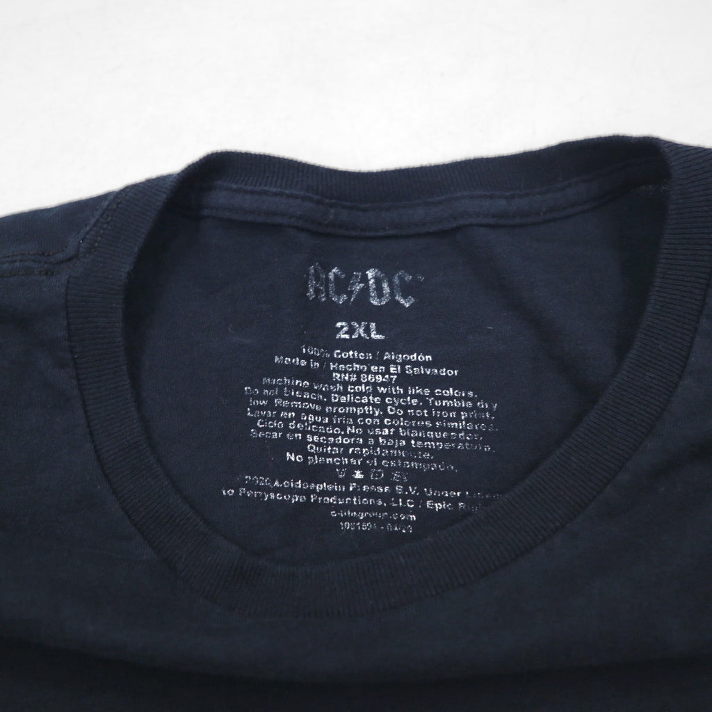 AC/DC ロック バンド Tシャツ 2XL ブラック コットン BACK IN BLACK