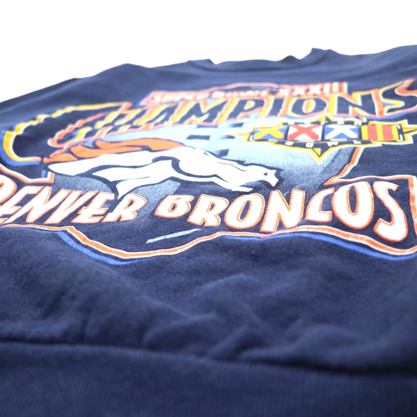 JERZEES 90年代 USA製 NFL プリントスウェット M ネイビー 裏起毛 SUPER BOWL DENVER BRONCOS