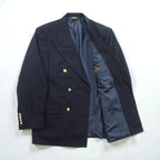 Brooks Brothers 80s Made in USA Double-Breasted Tailored Jacket, Size M, Navy, Gabardine Wool, Gold Buttons