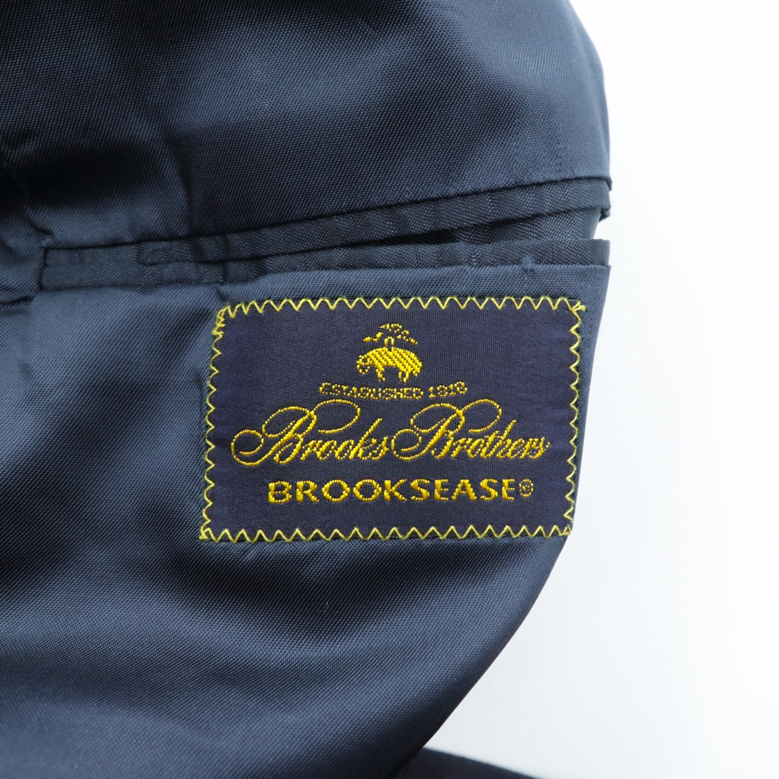 Brooks Brothers 80s Made in USA Double-Breasted Tailored Jacket, Size M, Navy, Gabardine Wool, Gold Buttons