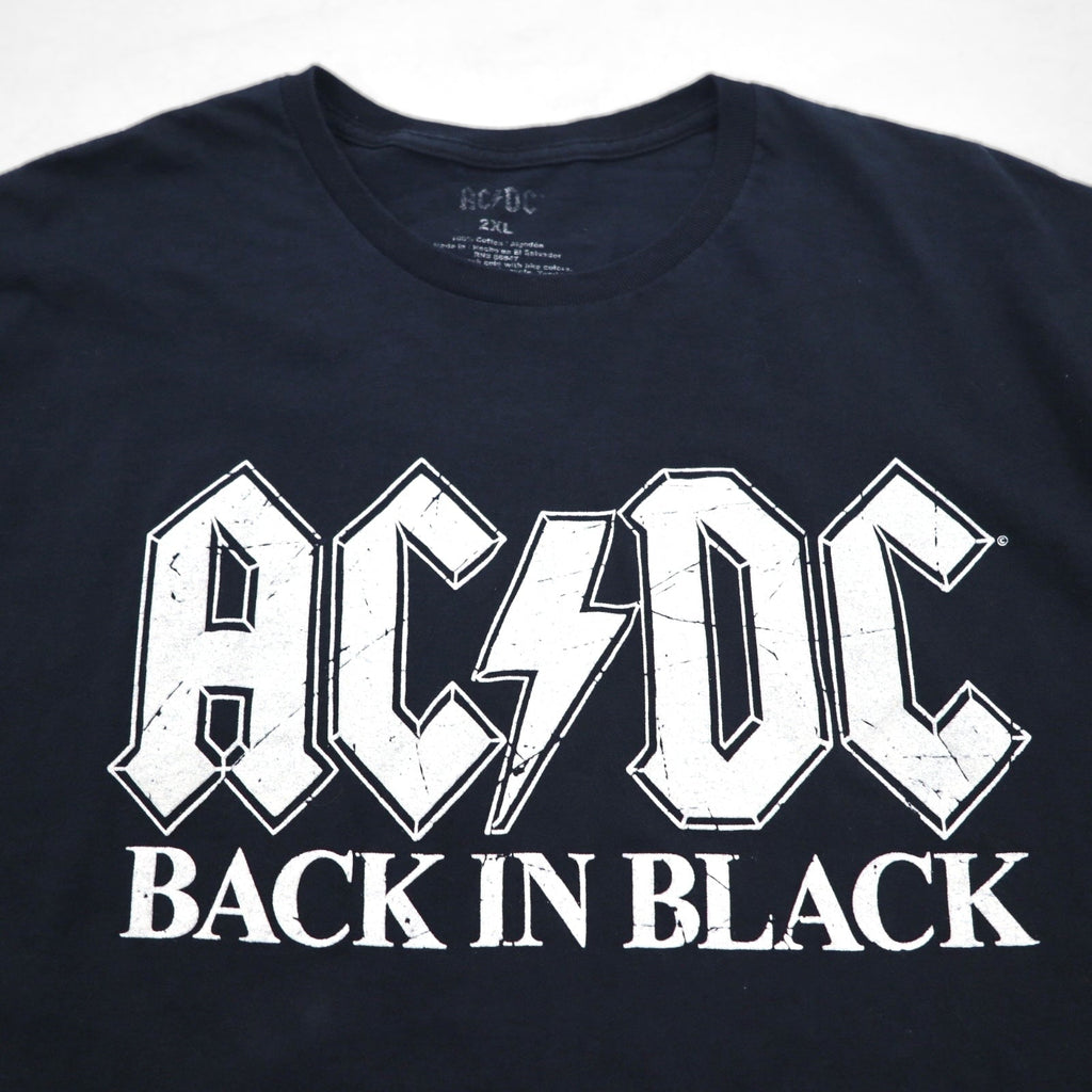 AC/DC ロック バンド Tシャツ 2XL ブラック コットン BACK IN BLACK