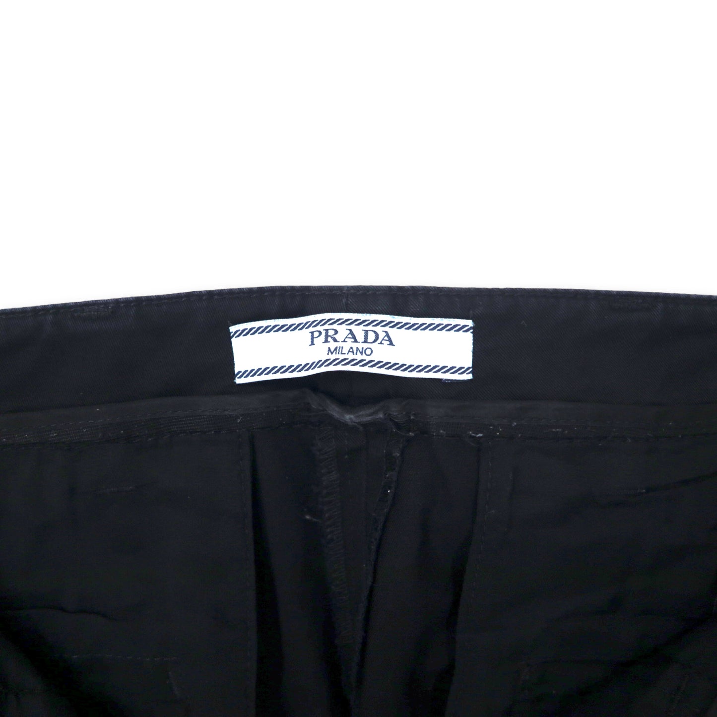 PRADA Slim fit straight PANTS SLACKS 38 Black Cotton Stretch