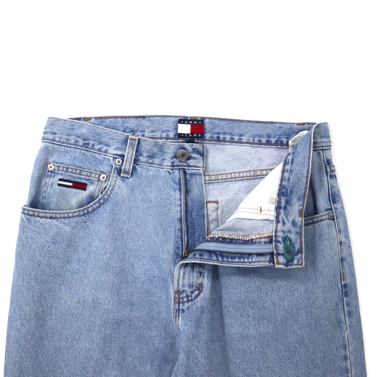 TOMMY JEANS USA製 90年代 バギー テーパード デニムパンツ 32 ブルー アイスウォッシュ コットン