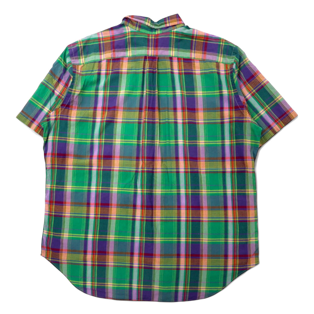 Ralph Lauren クラシックフィット 半袖 ボタンダウンシャツ 2XLT TALL グリーン チェック コットン スモールポニー 刺繍 ビッグサイズ