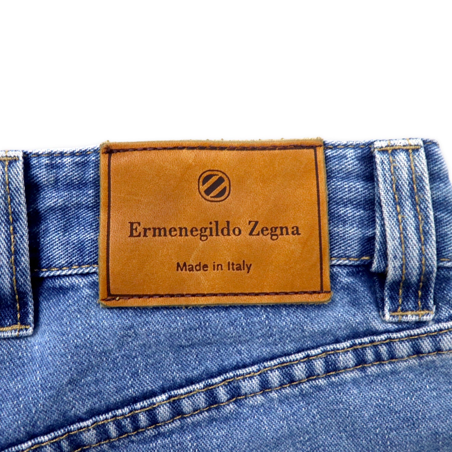 Ermenegildo Zegna イタリア製 デニムパンツ 30 ブルー 革パッチ