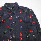 CHAPS RALPH LAUREN 90s Button-Down Shirt, Size L, Green Check, All-Over Print, Pennant Flag