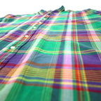 Ralph Lauren クラシックフィット 半袖 ボタンダウンシャツ 2XLT TALL グリーン チェック コットン スモールポニー 刺繍 ビッグサイズ