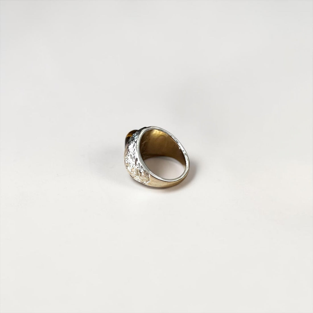 US ARMY AIR FORCE カレッジ リング 指輪 18号 ゴールド ブラウン タイガーアイ